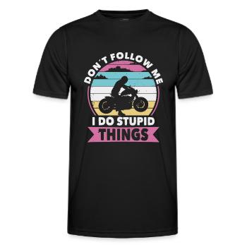 Nicht folgen Bikerin oder Biker eine Motorrad - Männer Funktions-T-Shirt - Schwarz - Vorne - AI Model Male 178 dark (178cm)