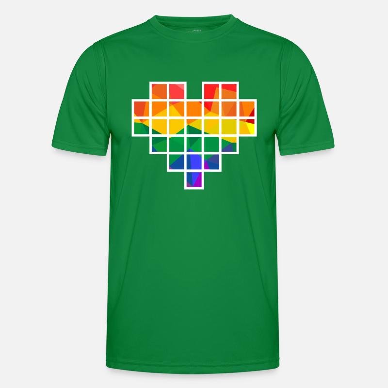 Regenbogen Polygon Pixel Herz Männer Funktions-T-Shirt