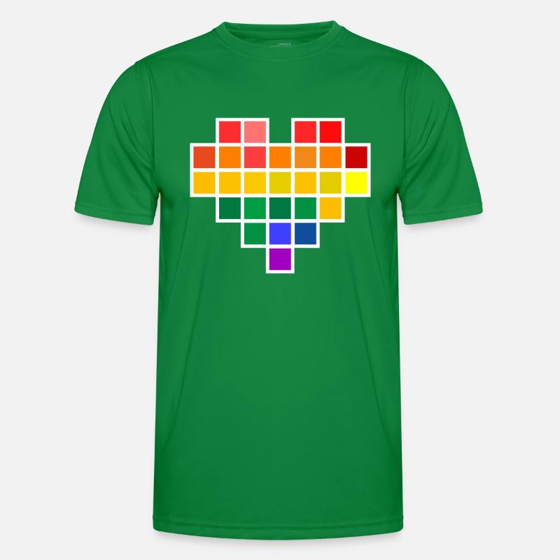 Rainbow Pixel Heart Men's Functional T-Shirt