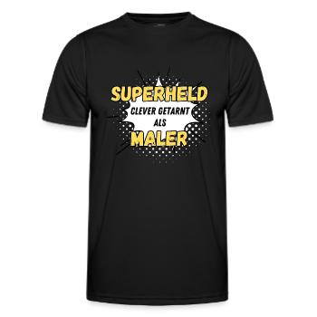 Superheld clever getarnt als Maler - Männer Funktions-T-Shirt - Schwarz - Vorne - AI Model Male 178 dark (178cm)
