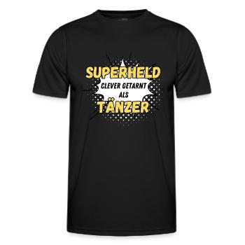 Superheld clever getarnt als Tänzer - Männer Funktions-T-Shirt - Schwarz - Vorne - AI Model Male 178 dark (178cm)