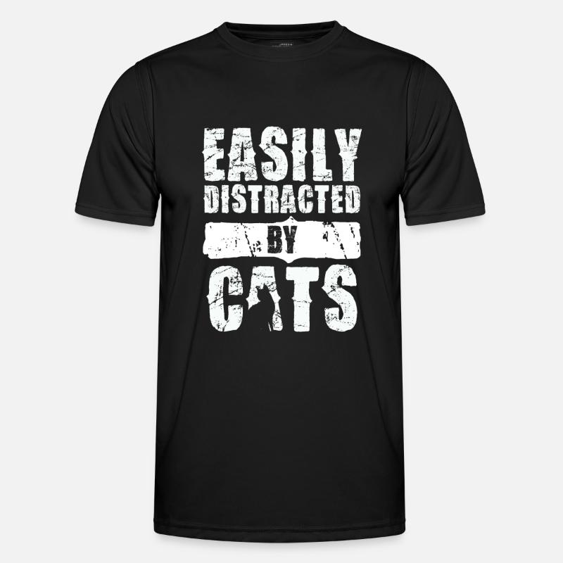Easily distracted by cats - Men's Functional T-Shirt - black