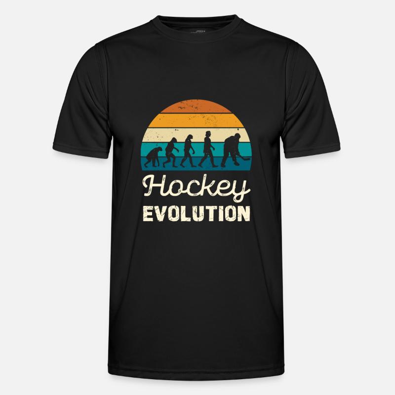 Hockey Evolution Retro Illustration - Männer Funktions-T-Shirt - Schwarz