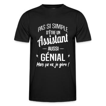 Assistant - T-shirt sport Homme - noir - Devant - AI Model Male 178 dark (178cm)