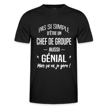 Chef de groupe - T-shirt sport Homme - noir - Devant - AI Model Male 178 dark (178cm)