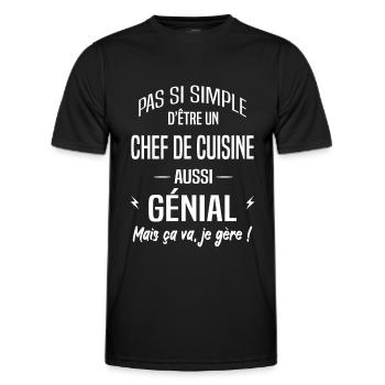 Chef de cuisine - T-shirt sport Homme - noir - Devant - AI Model Male 178 dark (178cm)