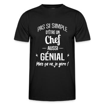 Chef - T-shirt sport Homme - noir - Devant - AI Model Male 178 dark (178cm)