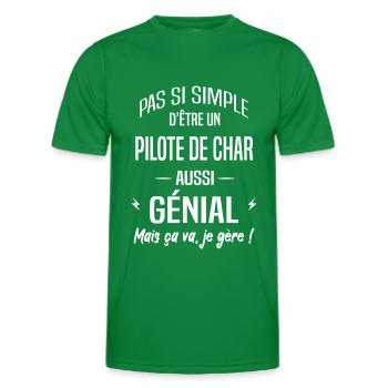 Pilote de char - T-shirt sport Homme - vert - Devant - AI Model Male 178 dark (178cm)