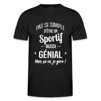 Sportif - T-shirt sport Homme - noir - Devant - AI Model Male 178 dark (178cm)