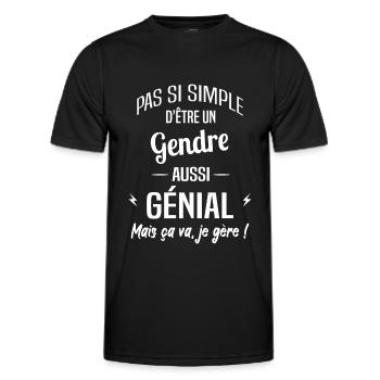 Gendre - T-shirt sport Homme - noir - Devant - AI Model Male 178 dark (178cm)