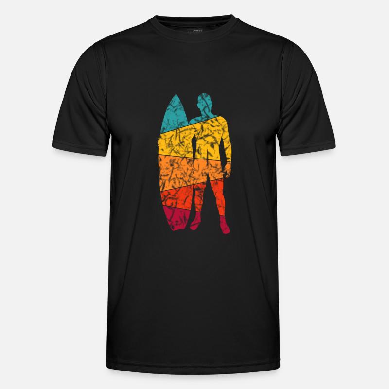 Retro Surfdesign - Surfer - Männer Funktions-T-Shirt - Schwarz