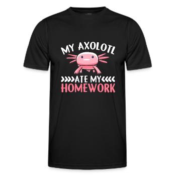 Mon Axolotl a mangé mes devoirs - Axolotl - T-shirt sport Homme - noir - Devant - AI Model Male 178 dark (178cm)