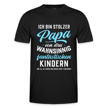 Ich bin stolzer Papa von 3 fantastischen Kindern - Männer Funktions-T-Shirt - Schwarz - Vorne - AI Model Male 178 dark (178cm)