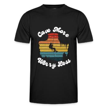 Cave more, Worry less - T-shirt sport Homme - noir - Devant - AI Model Male 178 dark (178cm)
