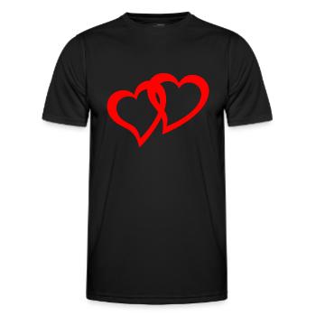 double coeurs rouges - T-shirt sport Homme - noir - Devant - AI Model Male 178 dark (178cm)