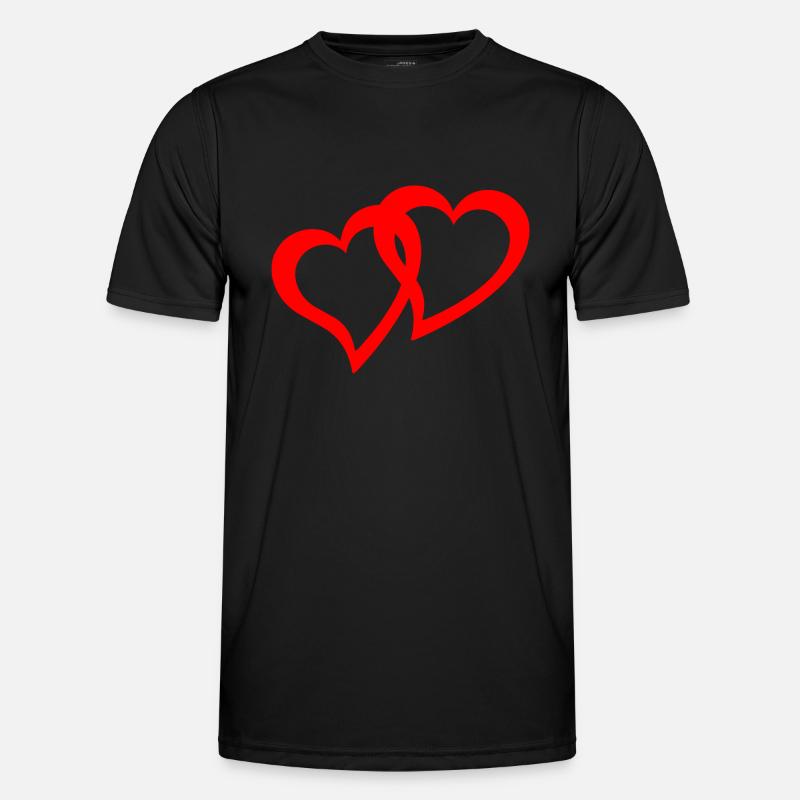 doppel Herzen rot Männer Funktions-T-Shirt