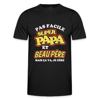 Super papa et beau père - T-shirt sport Homme - noir - Devant - AI Model Male 178 dark (178cm)