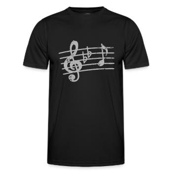 Clé de sol, partition, clé de musicien - T-shirt sport Homme - noir - Devant - AI Model Male 178 dark (178cm)