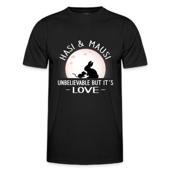 valentinstag patchwork hasi mausi schatz true love - Männer Funktions-T-Shirt - Schwarz - Vorne - AI Model Male 178 dark (178cm)