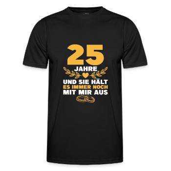 Silberne Hochzeit 25. Hochzeitstag Geschenk Mann - Männer Funktions-T-Shirt - Schwarz - Vorne - AI Model Male 178 dark (178cm)