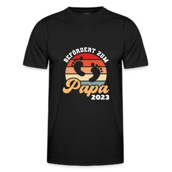 Befördert zum Papa 2023 Werdender Vater - Männer Funktions-T-Shirt - Schwarz - Vorne - AI Model Male 178 dark (178cm)