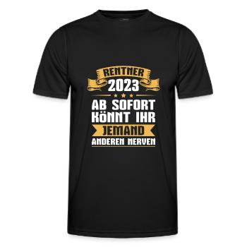 Rentner 2023 Ruhestand Spruch Abschied Rente - Männer Funktions-T-Shirt - Schwarz - Vorne - AI Model Male 178 dark (178cm)