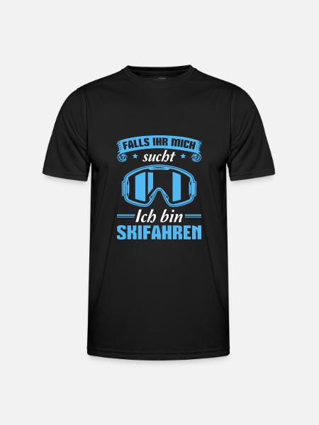 Skifahren Spruch Wintersport Skibrille Skifahrer - Männer Funktions-T-Shirt - Schwarz