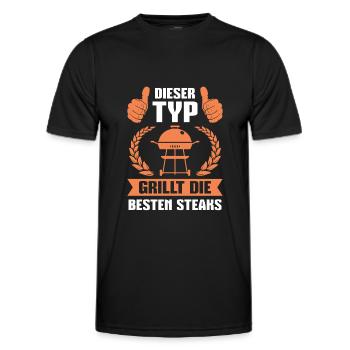 Grill Barbecue Grillsaison Steak Grillen - Männer Funktions-T-Shirt - Schwarz - Vorne - AI Model Male 178 dark (178cm)