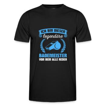 Freibad Badeaufsicht Bademeister Geschenk - Männer Funktions-T-Shirt - Schwarz - Vorne - AI Model Male 178 dark (178cm)