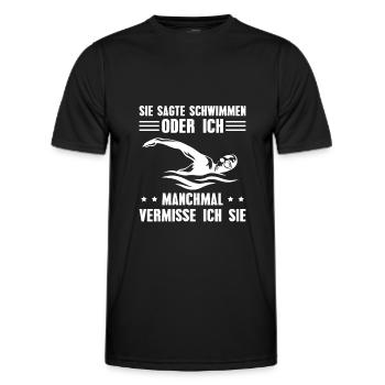 Schwimmen Spruch Schwimmbad Schwimmer - Männer Funktions-T-Shirt - Schwarz - Vorne - AI Model Male 178 dark (178cm)