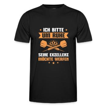 Dart Seine Exzellenz möchte werfen Dartspieler - Männer Funktions-T-Shirt - Schwarz - Vorne - AI Model Male 178 dark (178cm)