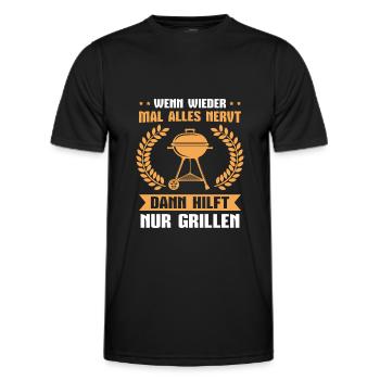 Grillen Alles nervt Grill Barbecue - Männer Funktions-T-Shirt - Schwarz - Vorne - AI Model Male 178 dark (178cm)