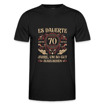 70 Jahre alt 70er 70. Geburtstag Geschenkidee - Männer Funktions-T-Shirt - Schwarz - Vorne - AI Model Male 178 dark (178cm)
