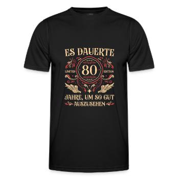 80 Jahre alt 80er 80. Geburtstag Geschenkidee - Männer Funktions-T-Shirt - Schwarz - Vorne - AI Model Male 178 dark (178cm)