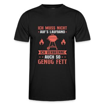 Grillen Ich muss nicht auf's Laufband - Männer Funktions-T-Shirt - Schwarz - Vorne - AI Model Male 178 dark (178cm)