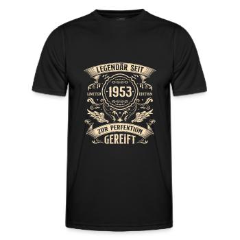 Legendär 1953 Jahrgang 70. Geburtstag Geschenk - Männer Funktions-T-Shirt - Schwarz - Vorne - AI Model Male 178 dark (178cm)