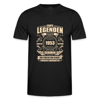 1953 Jahrgang 70 Jahre 70. Geburtstag Geschenk - Männer Funktions-T-Shirt - Schwarz - Vorne - AI Model Male 178 dark (178cm)
