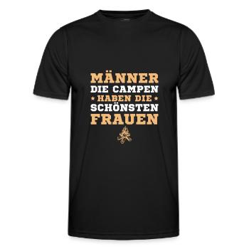 Männer die Campen haben schöne Frauen Camping - Männer Funktions-T-Shirt - Schwarz - Vorne - AI Model Male 178 dark (178cm)