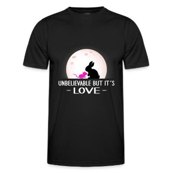 valentinstag patchwork rabbit unbelievable love mouse - Men's Functional T-Shirt - black - Front - AI Model Male 178 dark (178cm)