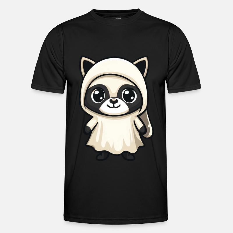 Waschbär Halloween Comic Geist - Männer Funktions-T-Shirt - Schwarz