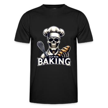 Old Man Baking Skull with Baker's Hat Baking Bread - Men's Functional T-Shirt - black - Front - AI Model Male 178 dark (178cm)