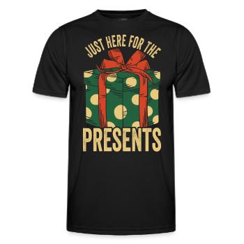 Just Here For The Presents Weihnachten Christmas - Men's Functional T-Shirt - black - Front - AI Model Male 178 dark (178cm)
