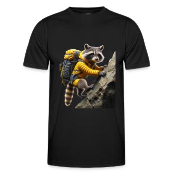 Bergsteiger Waschbär Für Wanderer & Bergsport Fans - Männer Funktions-T-Shirt - Schwarz - Vorne - AI Model Male 178 dark (178cm)