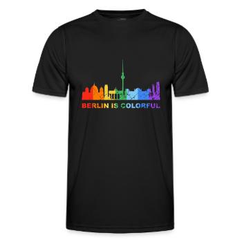 Berlin is colorful Regenbogen LGBT CSD Gay Pride - Männer Funktions-T-Shirt - Schwarz - Vorne - AI Model Male 178 dark (178cm)