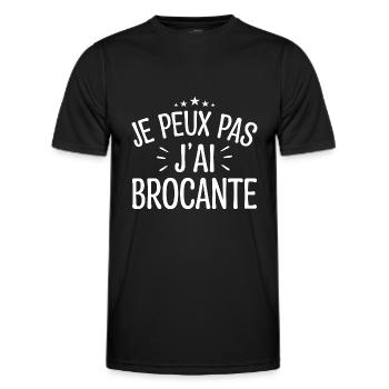 Je Peux Pas J'ai Brocante | Idée Cadeau Humour - T-shirt sport Homme - noir - Devant - AI Model Male 178 dark (178cm)