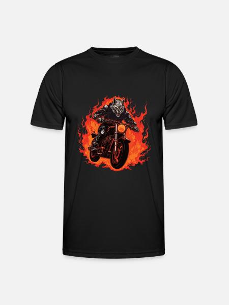Motorcycle Biker Wolf Flame - Men's Functional T-Shirt - black