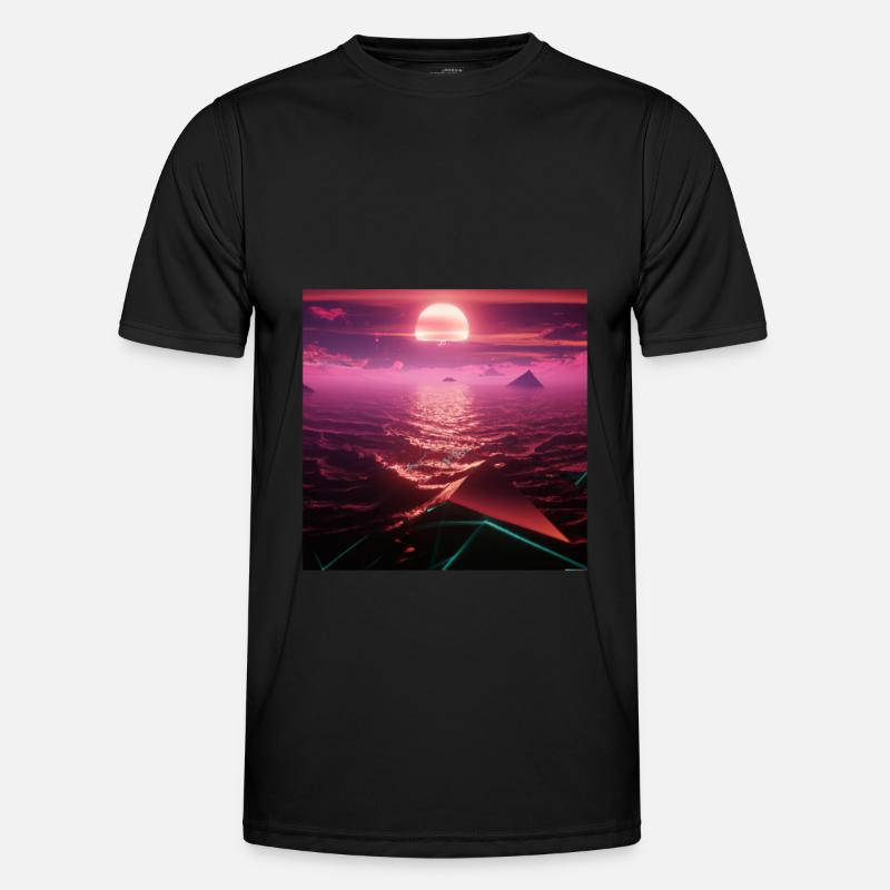 Coucher de soleil rétro T-shirt sport Homme