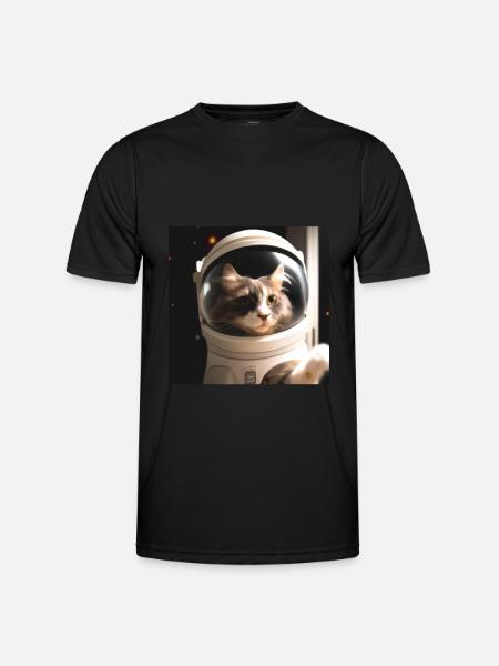 Cat in space - Men's Functional T-Shirt - black