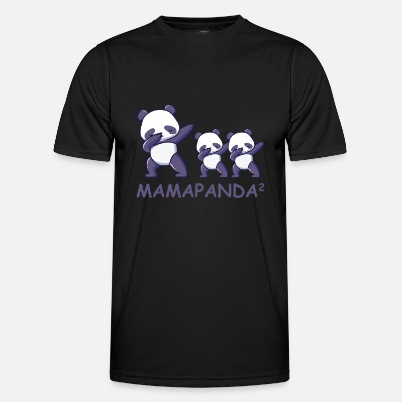 Schwanger werdene Mutter Zwillinge Panda - Männer Funktions-T-Shirt - Schwarz