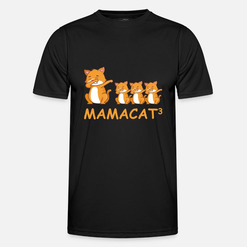 Schwanger werdene Mutter Drillinge Katze - Männer Funktions-T-Shirt - Schwarz
